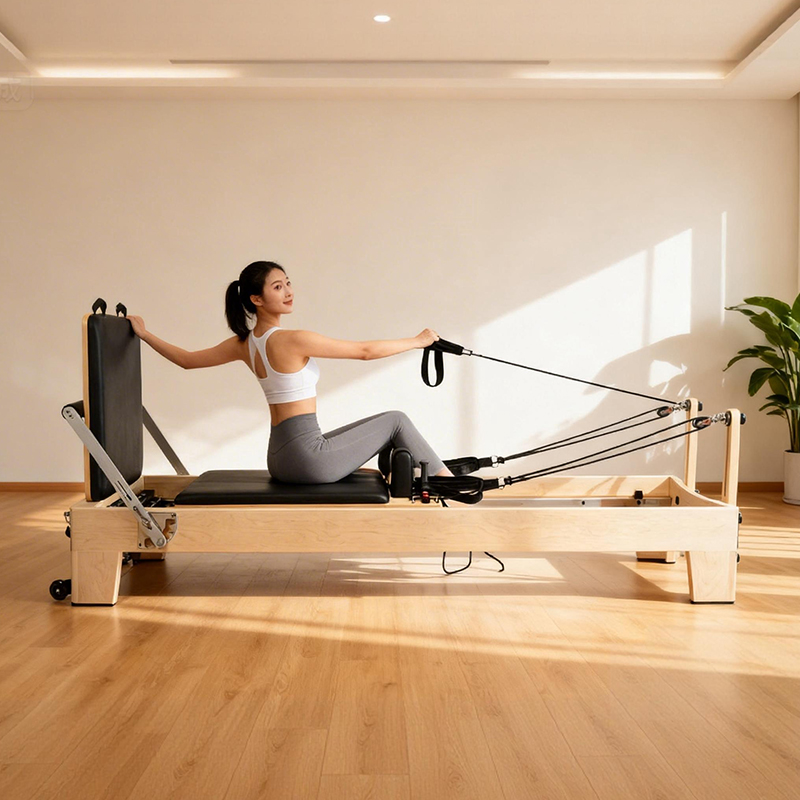 Pilates Yoga Reformer - Witte Esdoorn Draagbare Verstelbare Pilates Reformer
