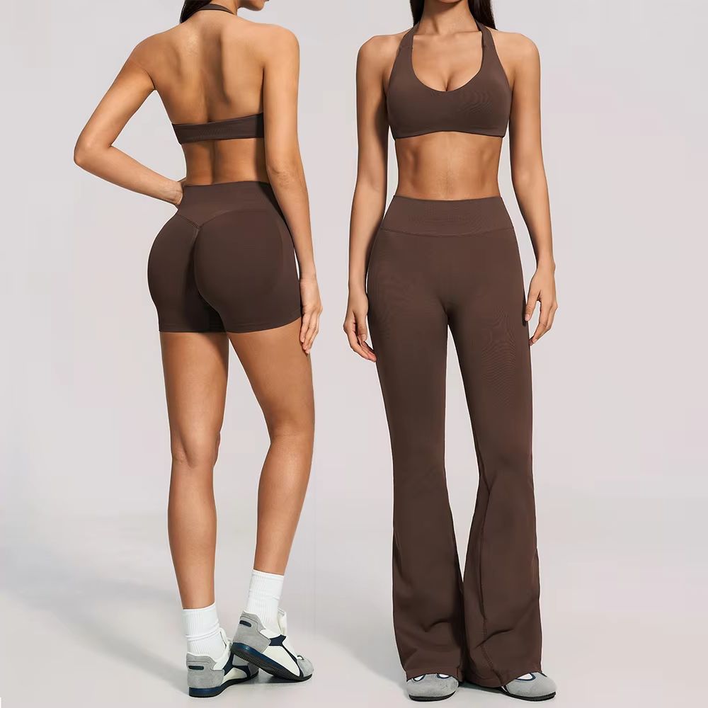 Pilates In Yoga Pants - Dames Naadloze Geribbelde 2-delige Yoga Outfit