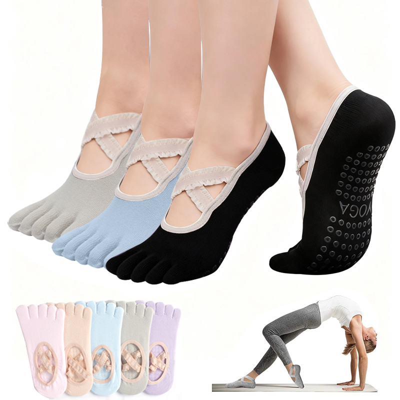 Pilates Yoga Grip Socks - Dames antislip pilates sokken dames kanten