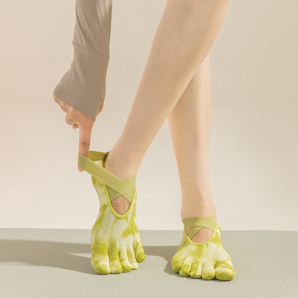 Pilates Yoga Grip Socks - Tie-Dye yogasokken met vijf vingers voor