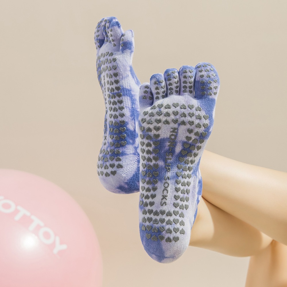 Tie-Dye damessokken met vijf v - Pilates Yoga Grip Socks recensie en prijs