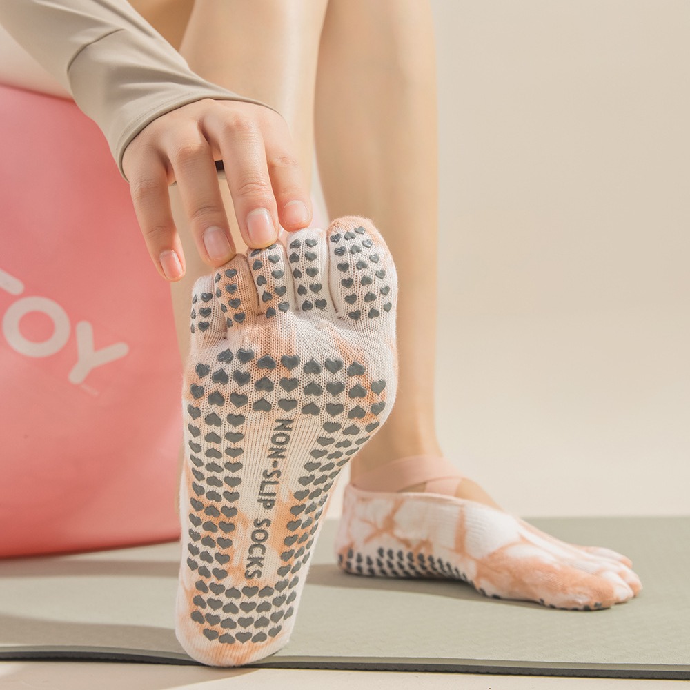 Tie-Dye yogasokken met vijf vi - Pilates Yoga Grip Socks recensie en prijs